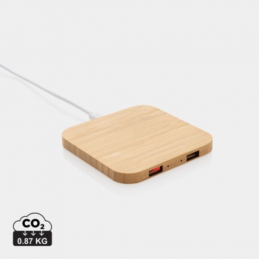 Logotrade business gift image of: Bamboo 10W wireless charger with USB